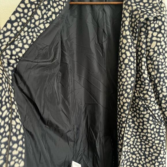 Loft Wool Blend Car Coat Long Jacket Blue White Spotted Small - Picture 7 of 8
